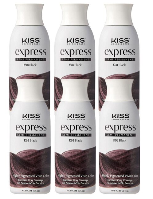 Tinte para cabello Kiss Express K98 Black Kiss Color & Care Express tono 1.0 negro profundo