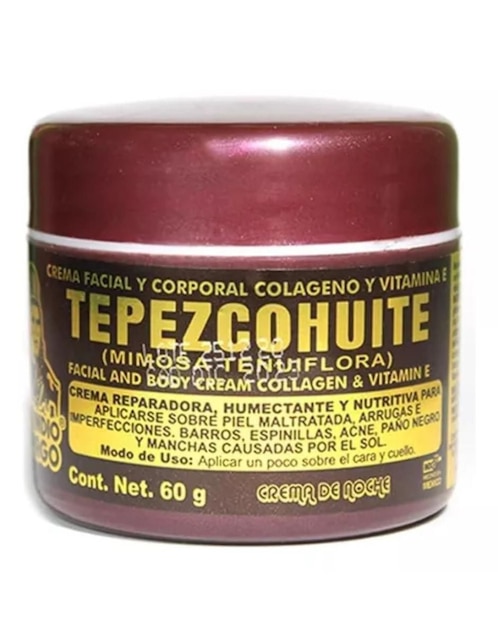 Crema para rostro y cuerpo recomendada para aclarar de noche Tepezcohuite Del Indio Papago para piel mixta