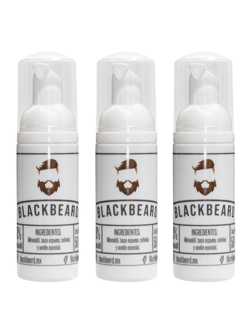 Set de tratamiento para barba y cabello Espuma Minoxidil 10% Blackbeard