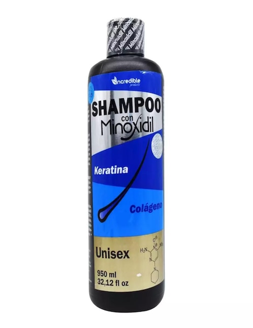 Shampoo anticaída para cabello con colágeno incredible Products Minoxidil 950 ml