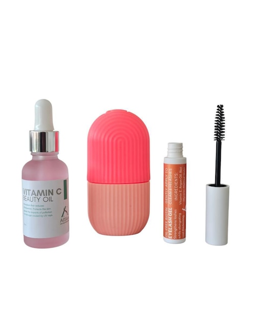 Kit tratamiento facial con suero de vitamina C, gel y masajeador reparador Allskin