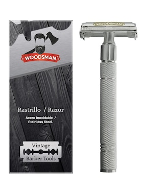 Rastrillo mariposa de acero inoxidable para navajas desechables Woodsman
