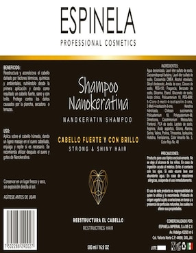 Shampoo reparador para cabello Nanokeratian Espinela