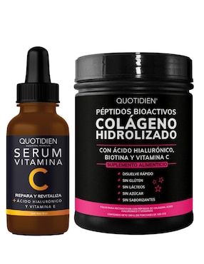 Tratamiento Para Rostro Quotidien Colágeno Hidrolizado + Serum Vitamina C Y Suero Acido Hialuronico Skin Care Facial