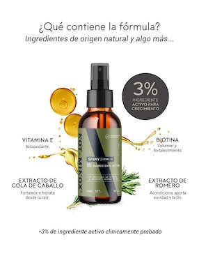 Spray para cabello todo tipo Crecimiento de Cabello masculino: Biotina + Vitamina E + Cola de Caballo + Romero Not Minox 90 ml