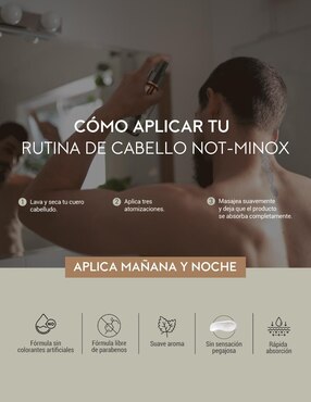 Spray para cabello todo tipo Crecimiento de Cabello masculino: Biotina + Vitamina E + Cola de Caballo + Romero Not Minox 90 ml
