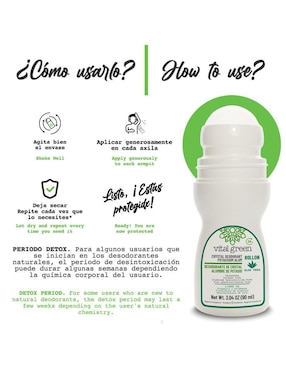 Desodorante axilas en roll on Vital Green Crystal Aloe unisex