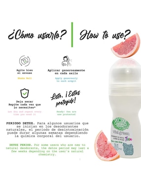 Desodorante orgánico axilas en roll on Vital Green Teen unisex