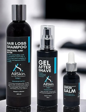 Shampoo anticaída para cabello Hair Loss, Gel After Shave y Serum Balm Allskin Men