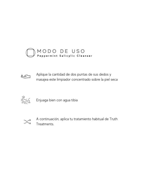 Limpiador facial Truth Treatments Peppermint Salicylic Cleanser para prevenir la aparición de manchas