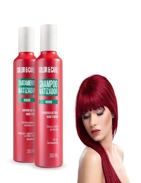 Set de shampoo para cabello Tratamiento matizador tonos rojos y caobas Nefertiti