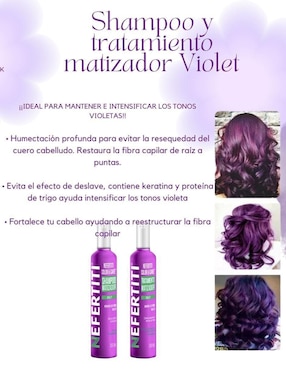 Set de shampoo para cabello tratamiento matizador violeta Nefertiti