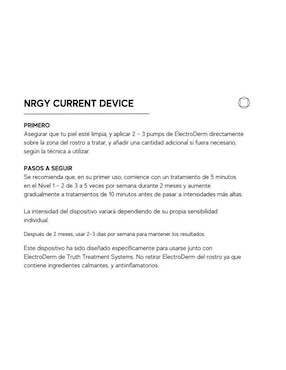 Kit tratamiento facial reparador Truth Treatments Nrgy Current Device