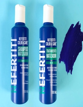 Set de shampoo para cabello Tratamiento matizador tonos plateados y beige Nefertiti Color and Care