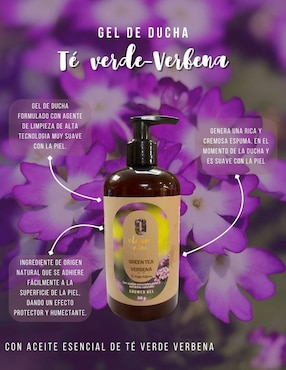 Gel corporal limpiador de ducha con aceite esencial de té verde verbena Oleum Vitae