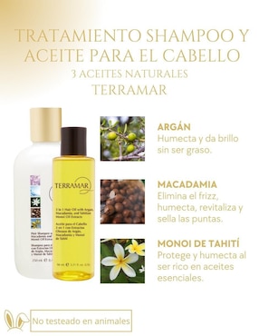 Tratamiento para cuero cabelludo Extractos Oleosos de Argán, Macadamia y Monoi de Tahití desenredante Terramar