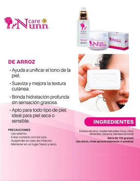 Kit de tratamiento facial Extracto de Arroz fps 50+ antimanchas Nunn Care