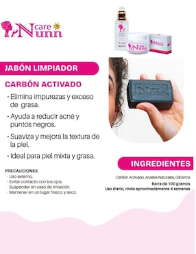 Kit de tratamiento facial Carbón Activado fps 50+ antimanchas Nunn Care