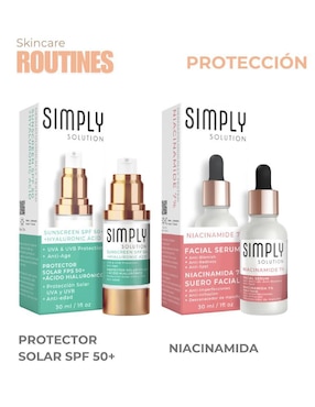 Kit de sérum facial Niacinamida 7% 30 ml y protector solar FPS 50+ 30 ml Simply Solution