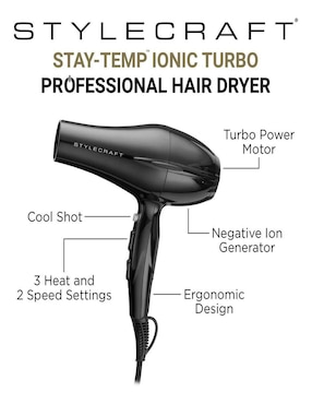 Secadora de cabello Stylecraft Hair Dryer With Stay Temp Ionic Turbo