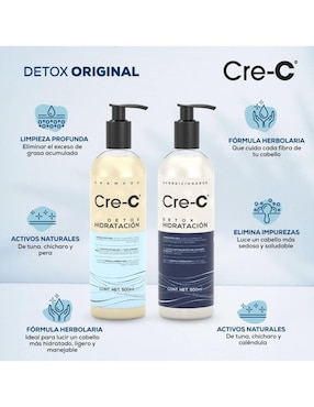 Kit de shampo y acondicionador para cabello maltratado détox hidratación Cre-c