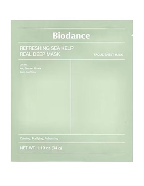 Mascarilla facial refrescante de algas marinas para calmar la piel Biodance 34 g