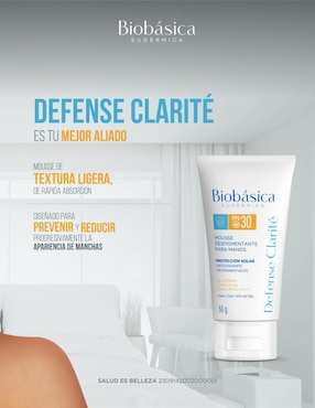 Protector solar FPS 30 defense clarité Biobásica eudérmica defense 50 g
