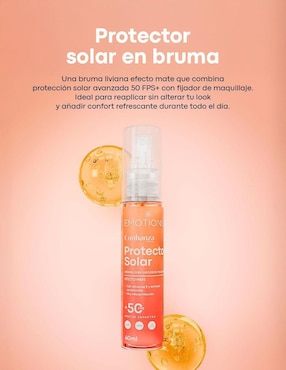 Protector solar FPS 50+ bruma efecto mate con fijador de maquillaje Emotions Labs Confianza 60 ml