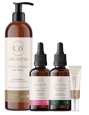 Kit tratamiento facial 4 en 1 limpieza + renovación celular hidrata, protege y limpia Collagenic Premium