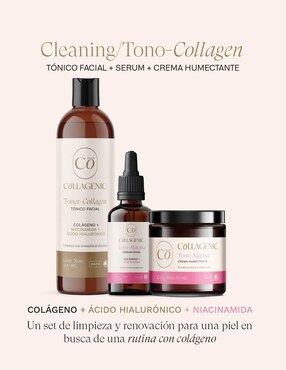 Kit tratamiento facial 3 en 1 limpieza + tono uniforme hidrata, protege y limpia Collagenic Premium