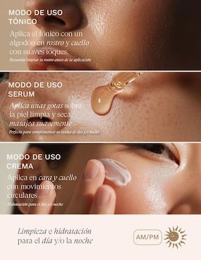 Kit tratamiento facial 3 en 1 limpieza + tono uniforme hidrata, protege y limpia Collagenic Premium
