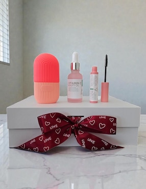 Kit tratamiento facial con caja de regalo y suero de vitamina C, gel y masajeador reparador Allskin