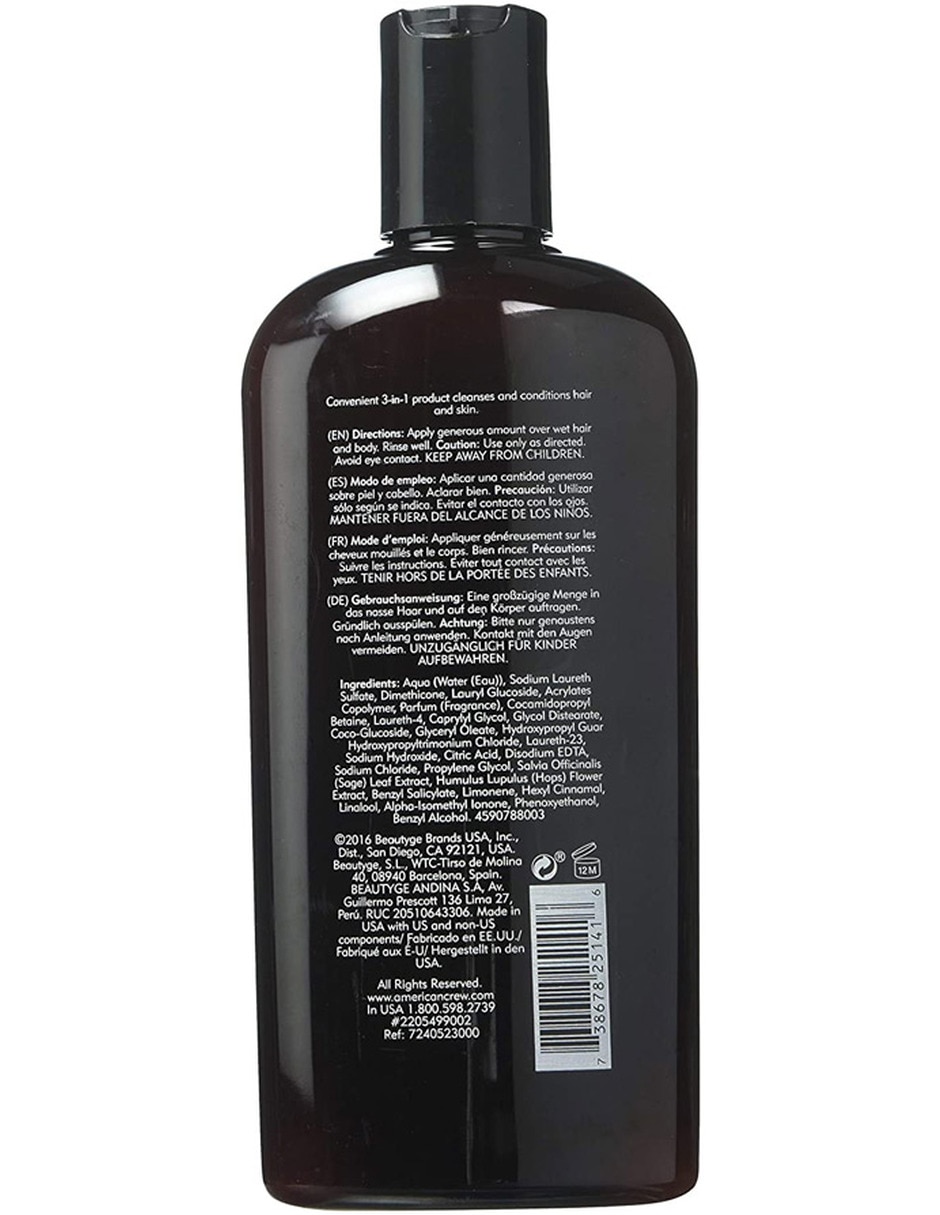 Shampoo energizante para cabello 3 In 1 American Crew 2