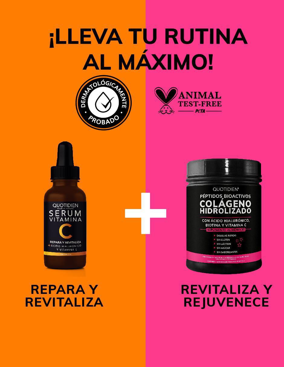 Tratamiento facial Colágeno hidrolizado + Serum Vitamina C Skin Care suero facial antiedad 2
