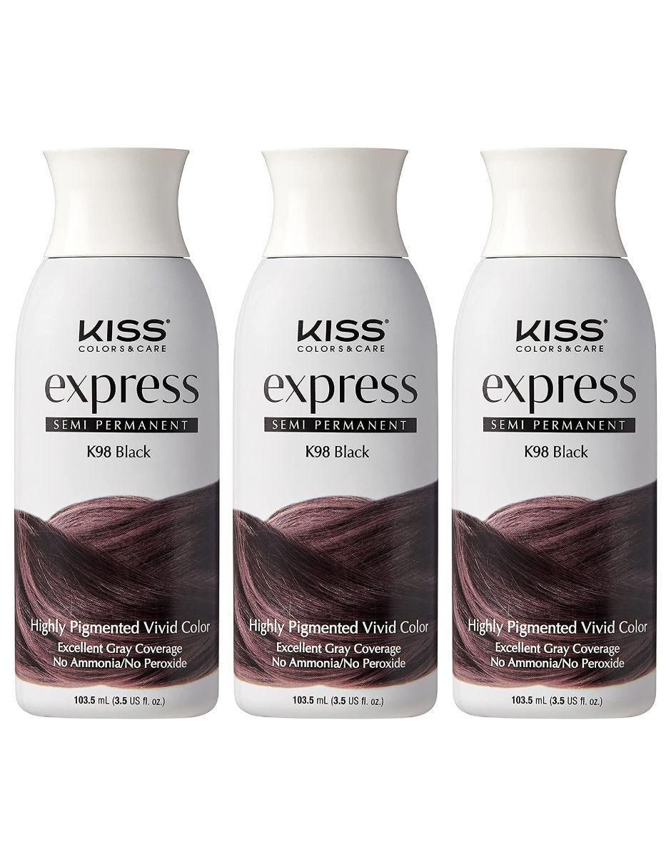 Tinte para cabello Kiss Express K98 Black Express tono 1.0 negro profundo Tinte para cabello Kiss Express K98 Black Express tono 1.0 negro profundo