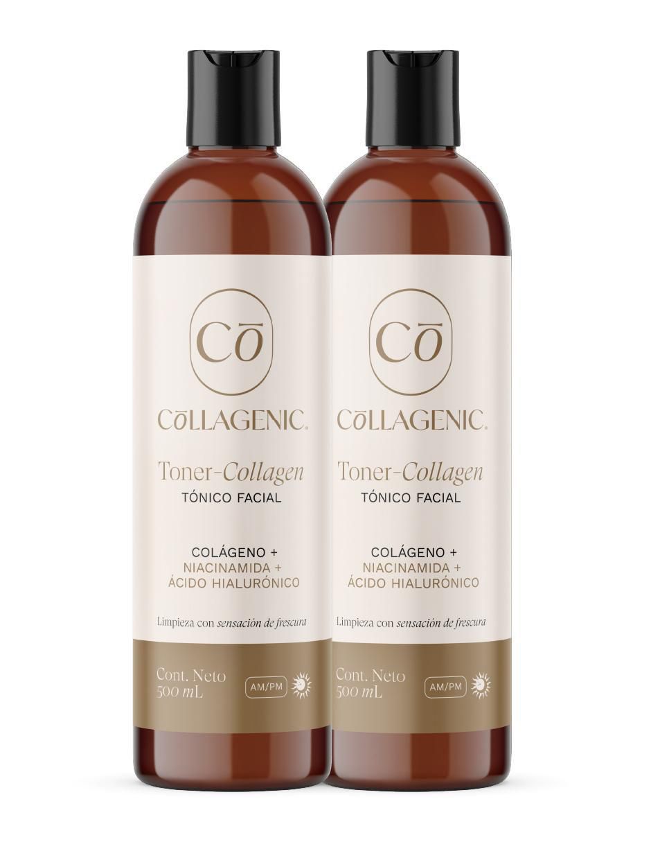 Set tónico facial vitaminas + colágeno + ácido hialurónico + niacinamida 500 ml c/u Premium