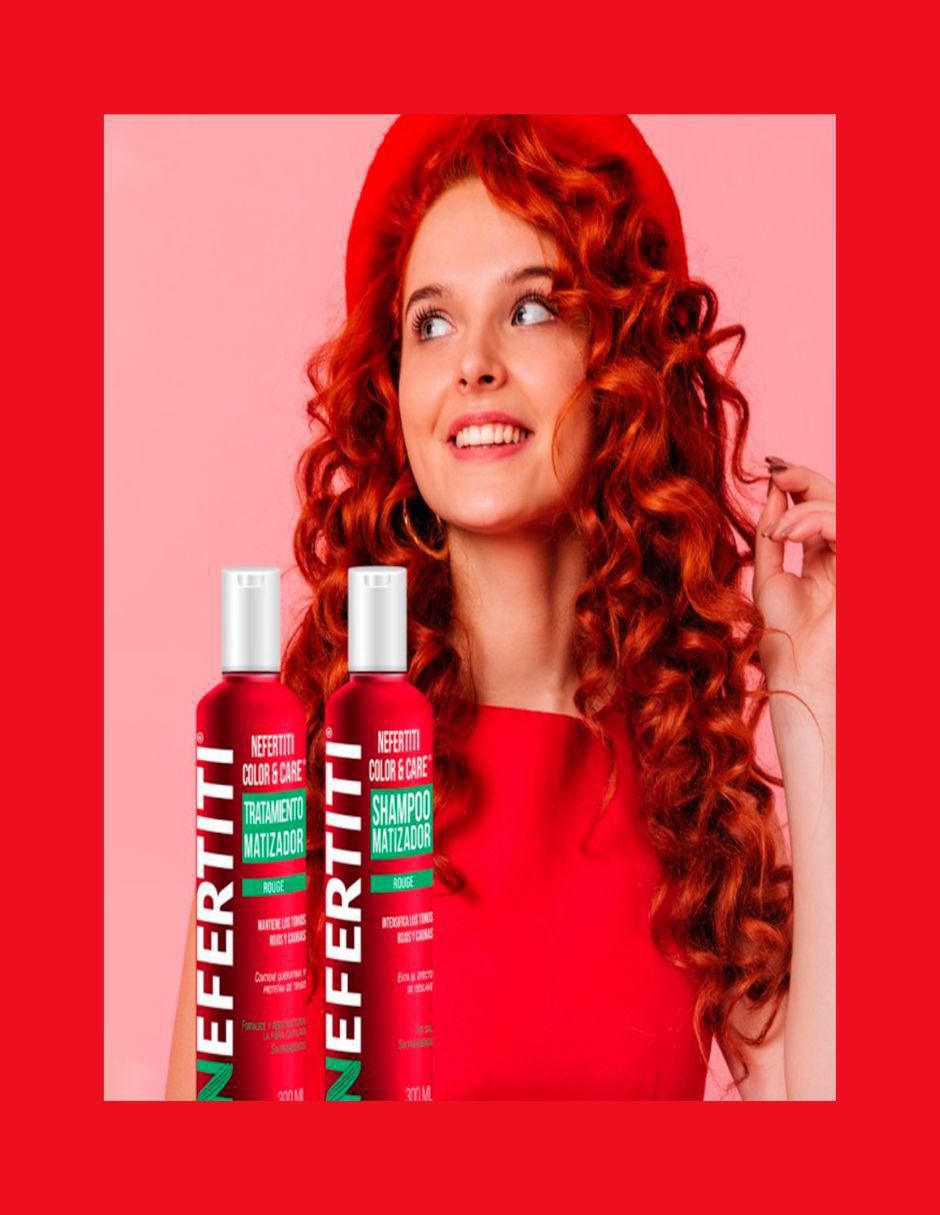 Set de shampoo para cabello Tratamiento matizador tonos rojos y caobas 3