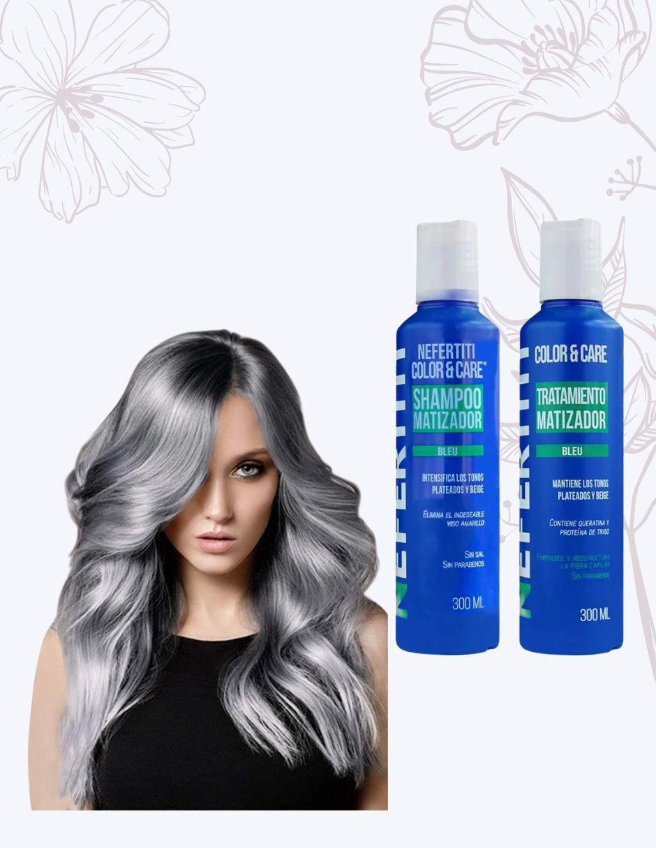Set de shampoo para cabello Tratamiento matizador tonos plateados y beige Color and Care 2