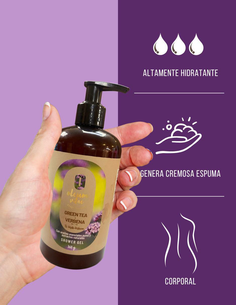 Gel corporal Limpiador con aceite esencial de té verde verbena 3