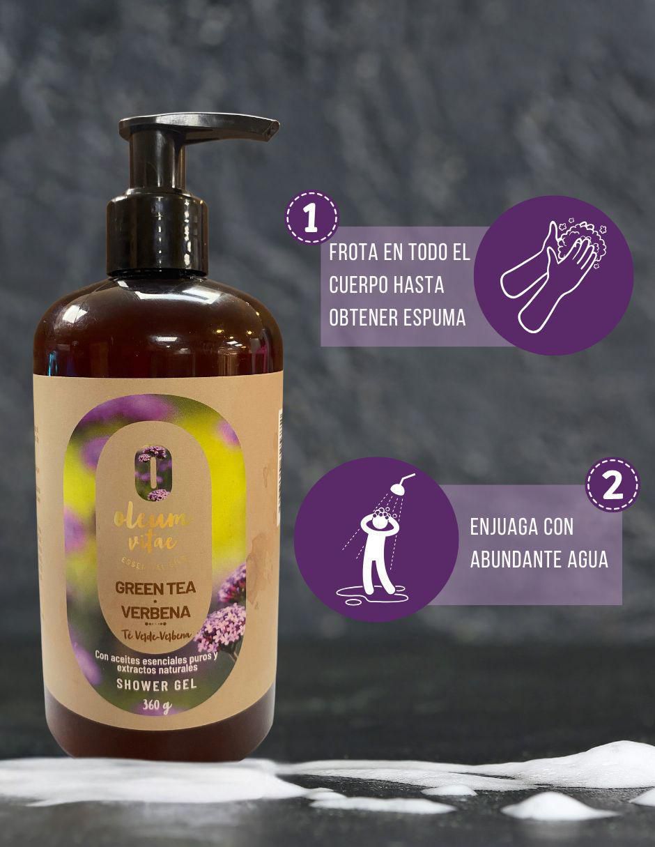 Gel corporal Limpiador con aceite esencial de té verde verbena 4
