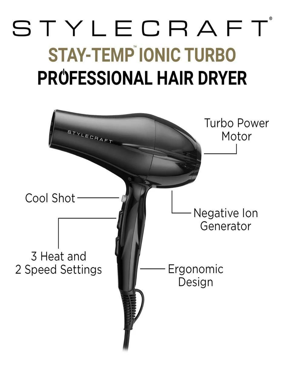Secadora de cabello Hair Dryer With Stay Temp Ionic Turbo 5