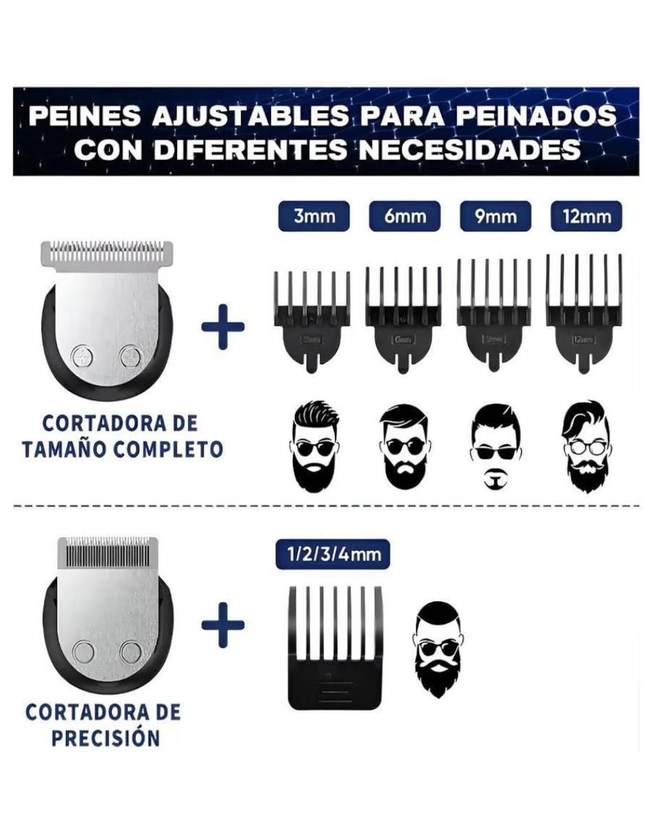 Recortadora para cabello, barba y cuerpo recortadora 6 en 1 3