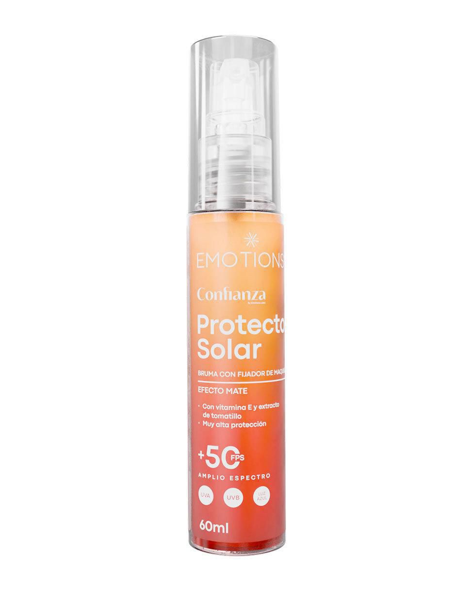 Protector solar FPS 50+ bruma efecto mate con fijador de maquillaje Confianza 60 ml