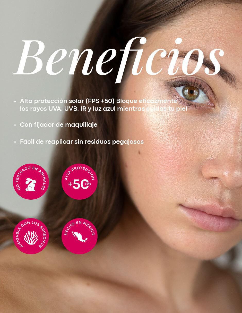 Protector solar FPS 50+ bruma efecto mate con fijador de maquillaje Confianza 60 ml 4