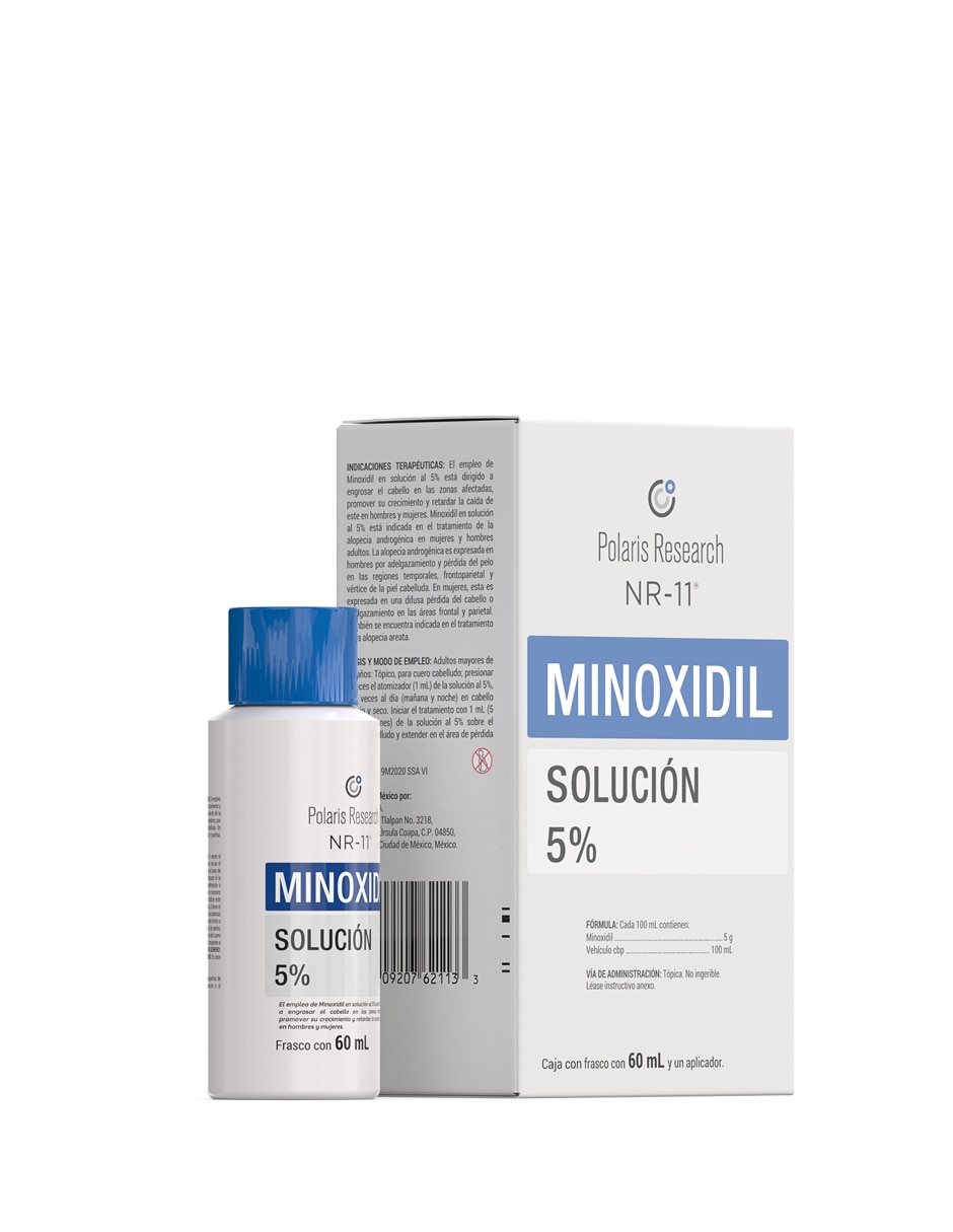 Sérum capilar para cuero cabelludo Polaris Research NR 11 Minoxidil todo tipo piel 3